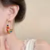 Brincos Coloridos de Cristal com Contas Dopamina de Verão para Mulheres, Design de Nicho, Brincos Exagerados, Luxo Leve, Brincos de Alta Qualidade para Mulheres