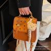 Bolsa de Estudante Fashion Color-Blocking Retrô 2026 Nova Mochila Casual Tendência Xadrez Texturizada Tendência Bolsa Feminina Estilosa