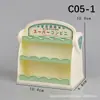 Mini Muebles Artificiales Pequeños Refrigerador Carrito de Comedor Caja Registradora Carrito de Compras Estante para Pasteles y Verduras Estante de Doble Cara Juguetes para Casa de Juego