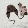 Gorro de Lã com Abafadores Rosa para Meninas Outono/Inverno 2026 Afina o Rosto Aquecimento Chapéu de Aviador Estilo Coreano Atmosfera