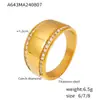Anillo de diamantes con borde liso transfronterizo europeo y americano, sencillo, ligero, de lujo, chapado en acero de titanio, oro real de 18 quilates, versión ancha, estilo ins, joyería de mano