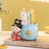 Adorno Artesanal Redondo Pequeño Estilo Tang de Dunhuang para Portalápices, Decoración de Escritorio, Maceta de Resina para Suculentas, Doble Uso, Regalo para Niñas