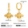 Pendientes de Abeja de Acero de Titanio Silencioso Pendientes de Turquesa Azul de Lujo Nicho Joyería de Acero Inoxidable Pendientes Transfronterizos de Gama Alta para Mujer