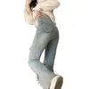 Jeans de campana retro para mujer, nuevo estilo primavera 2026, pantalones acampanados de cintura alta con dobladillo sin rematar estilo americano, adecuados para primavera y otoño