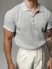 Camisa polo de punto de manga corta con cuello camisero estilo americano para hombre, nuevo modelo de verano de Dongdaemun, top casual transpirable con patrón de panal