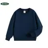 Moletom infantil gola redonda estilo primavera e outono manga longa peso pesado uniforme de classe de jardim de infância camisa de publicidade estampa gráfica estampa de texto adicionar bordado de logotipo