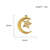 Colgante de Acero Inoxidable Minimalista Europeo y Americano con Corazón y Luna que Gotea Aceite, Oro de 18K, Accesorios de Joyería DIY