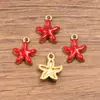 10 Cores 10*12mm Aço Inoxidável Dourado Galvanoplastia a Vácuo Esmalte Óleo Gotejado Pingente Animal Marinho Estrela do Mar