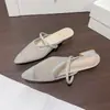 Sandalias de Malla con Pedrería de Nuevo Estilo, Talla Grande, Punta Aguda, Transpirables para Verano, con Diseño Hueco, Tacón Grueso, Medias Zapatillas Sencillas de Punta Cerrada para Mujer