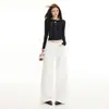 Calça casual ampla de cintura elástica lisa cor Laranja Juvenil para mulheres, corte solto, modelagem que afina a silhueta, moderna e versátil, calça comprida