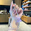 Nova Corrente de Celular de Cristal Luminoso de Amor Pequena Fresca Artesanal Corrente Pendurada Bolsa Chaveiro Cordão de Celular Leve de Luxo