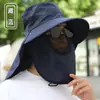 Sombrero de Sol para Hombre Verano Exterior Pesca Ala Grande Cubre Rostro Ciclismo Viaje Escalada Protección UV Sombrero de Pescador