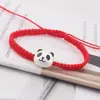 Nuevo pulsera de panda trenzada con nudo plano para pareja tamaño estudiante ajustable oro mate plata mate pulsera trenzada con cuerda roja venta al por mayor