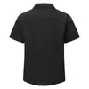 Camisa Masculina de Verão Cor Sólida Solta com Múltiplos Bolsos de Manga Curta