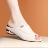 2026 Nueva Moda Femenina Ropa de Exterior Boca de Pez Punta Abierta de Una Tira Fondo Plano Tacón Bajo Sandalias de Uso Diario Slip-On