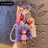 Pingente de chaveiro original de desenho animado de menina com cabelo cacheado e estiloso, boneca Nai Fu, acessório de chaveiro para bolsa feminina, presente