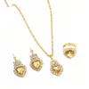 Estilo Nuevo Europeo y Americano Oval Gota de Agua Corazón Conjunto de Pedrería Collar Pendientes Anillo Conjunto de Joyería Nupcial Ventas Directas de Fábrica