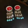 Pendientes de Flor de Resina Azul con Aguja de Plata Retro Estilo Étnico, Pendientes de Lujo Ligero de Gama Alta, Pendientes Frescos y Elegantes para Mujer