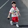Traje Tang Infantil Niños Conjunto Manga Corta 2026 Nuevo Estilo Niño Joven Maestro Celebridad de Internet Nezha Ropa de Presentación Ropa de Verano
