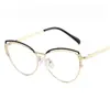 Nuevas gafas de sol de moda con recorte de cejas y pedrería, montura metálica para mujer, elegantes, anti-luz azul, estilo ojo de gato con patillas de resorte