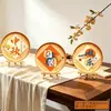 Escena de decoración para la atmósfera de doble festividad del Festival de Medio Otoño y el Día Nacional para centros comerciales y tiendas, fondo fotográfico temático, adornos de tela colgantes para bandejas de bambú