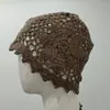 Gorro de punto con diseño étnico de ganchillo tridimensional transfronterizo, gorro baotou hueco transpirable retro, gorro de punto con flor de color