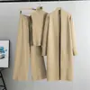 Conjunto de Malha de Moda Primavera e Outono para Mulheres para Comércio Exterior Transfronteiriço: Conjunto de Três Peças: Cardigã Longo tipo Xale + Colete de Gola Alta + Calça de Barra Larga