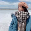 Capa cálida de doble cara estilo coreano para mujer, versátil, de cachemir grueso similar, para oficina, bufanda para primavera y otoño con aire acondicionado
