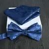 Lenço Quadrado Gravata Borboleta Conjunto de 2 Peças Grande Jacquard Formal Negócios Noivo Casamento Festivo Moda Tendência Novo Vinho Tinto