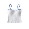 Moda Feminina Europeia e Americana Nova de Verão Cor Sólida Camada Dupla Alça Contrastante (Incluindo Bojo) Colete C73427