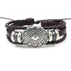 Suministro de Comercio Exterior Pulsera de Cuero con Tótem Estilo Étnico, Pulsera Tejida de Aleación, Accesorios Vintage para Hombre, Suministro para Vendedores Ambulantes