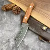Faca de aço inoxidável forjada à mão com padrão martelo para camping ao ar livre, faca para desossar carne, faca para descascar, faca de açougueiro, faca para cortar peixe.