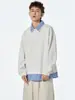 Sudadera Polo Manga Larga de Cuello de Camisa Empalmado Falso de Dos Piezas para Niños Solapa Casual Holgada Moderna Otoño 2025 Nuevo Estilo