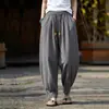 Pantalones Jogger Casuales 2026 Pantalones Casuales para Hombre Pantalones Largos de Lino Sintético Nuevo Estilo Chino Pantalones de Linterna Pantalones Harem Pantalones Casuales de Color Sólido