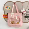 Bolsa transparente tipo evento de anime estilo universitario japonés con diseño de oso de dibujos animados, mochila estudiantil de gran capacidad para clases de tutoría