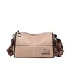 Nova Bolsa de Ombro Feminina de Couro Genuíno, Bolsa Almofada Fashion de Couro Macio com Alça Larga, Bolsa Transversal Tendência