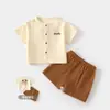 Conjunto de Gasa para Bebé, Ropa de Casa para Bebé, Conjunto de Top de Manga Corta de Doble Capa de Algodón Puro y Shorts, Ropa de Verano con Aire Acondicionado para Niños y Niñas