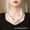 Bufanda de Botón Magnético Nueva Primavera Verano Otoño para Mujer Estilo Coreano Collar con Colgante de Perla Bufanda Pequeña Decorativa de Tira Larga Bufanda Protectora para el Cuello