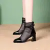Sandalias Nuevas para Mujer 2026, Botas Martin de Otoño, Botas de Malla con Tacón Alto, Botines de Malla Hueca, Zapatos de Mujer a la Moda, Botas Geniales