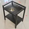 Mesa de café de acero y madera para máquina de Mahjong Mesa auxiliar para sala de ajedrez y cartas Estante para té Mesa lateral de Mahjong con cenicero Pizarra para tetera