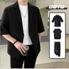 Traje casual para hombre directo de fábrica traje de verano sentido de caída traje de manga corta seda de hielo estilo cocido ligero traje de dos piezas hombre