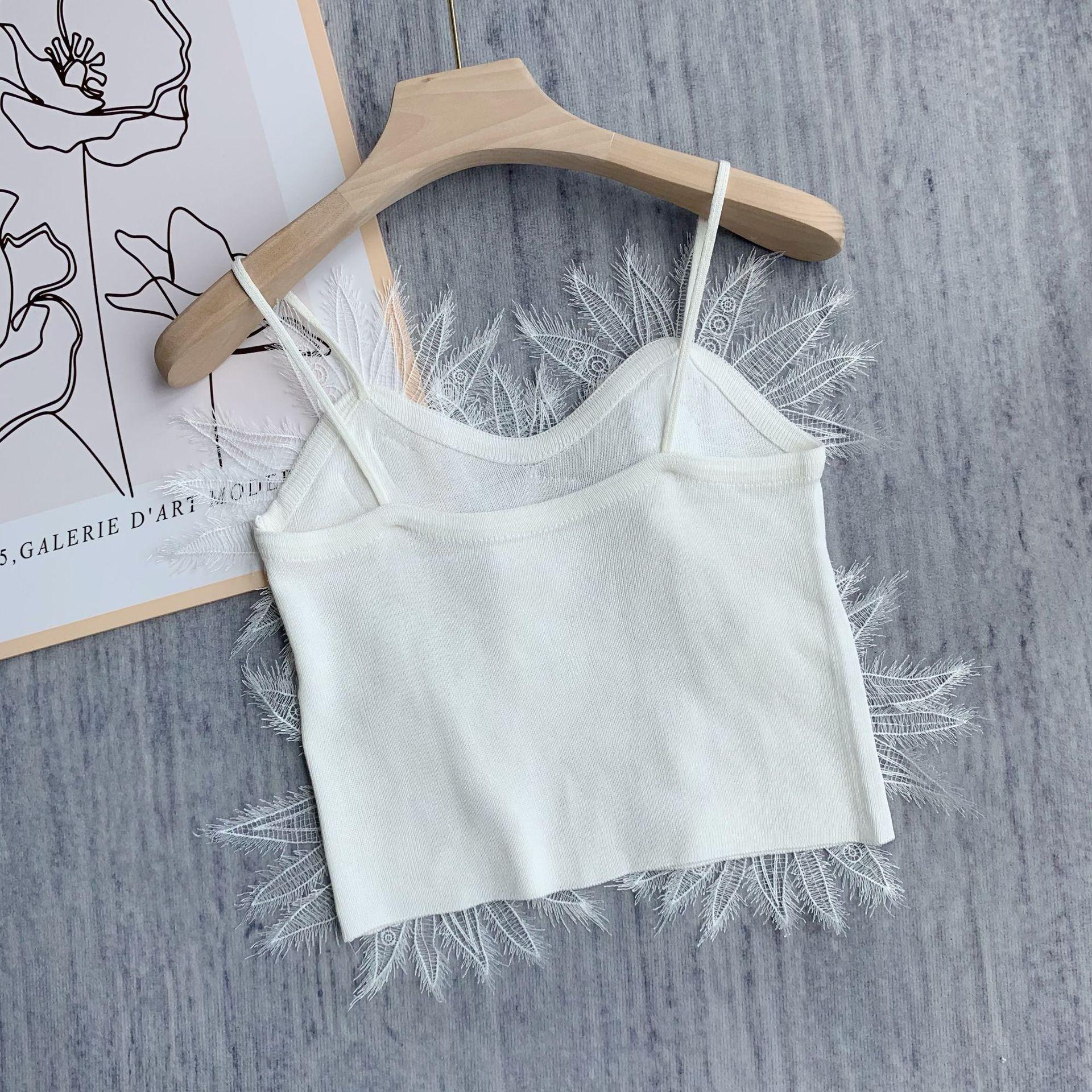 Z-3-30-1  蕾丝羽毛吊带背心 (5)