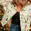 Nueva chaqueta vaquera corta de algodón puro Navidad otoño e invierno estampado 3D personalidad moderna top ajustado para mujer