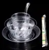 Juego de vajilla desechable de cuatro piezas, juego de cuencos y palillos de cristal de aviación engrosados, utensilios de comida ecológicos para restaurantes, hoteles y barbacoas