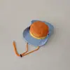 Chapéu infantil coreano Qiunan, novo modelo de verão, secagem rápida, color block, chapéu bucket com proteção solar, chapéu de sol, chapéu de pescador para bebê