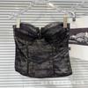 Estilo Puro Desejo Renda Malha Plissado Barbatanas Sem Alças Colete Curto Feminino Top Interno Curto com Bojo