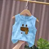 Chaleco de Algodón Puro para Niños y Niñas, Nuevo Camiseta sin Mangas de Verano Tie-Dye Versátil Elegante con Estampado de Dibujos Animados