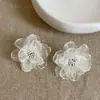 Pendientes de Botón de Malla Transparente de Flores de Colores Estilo Bosque Super Hada 3D para Mujer, Pendientes Elegantes Dulces de Moda Tendencia Accesorios para Orejas