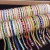 Pulseira de diamante brilhante de luxo de alta qualidade transfronteiriça, pulseira geométrica de zircônia totalmente cravejada de diamantes em cor dopamina, moderna e elegante