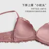 Ropa Interior Curiosa Estilo Francés para Mujer, Copa Fina, Copa de Triángulo Sexy de Encaje, Minimizador de Busto Grande, Push-Up, Conjunto de Sujetador sin Varillas